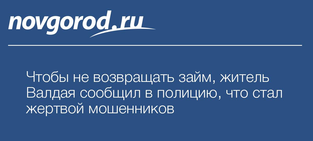 Чтобы не возвращать займ, житель Валдая сообщил в полицию, что стал жертвой мошенников