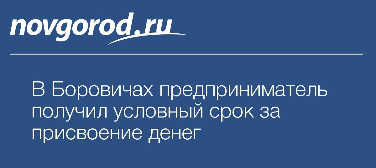 В Боровичах предприниматель получил условный срок за присвоение денег